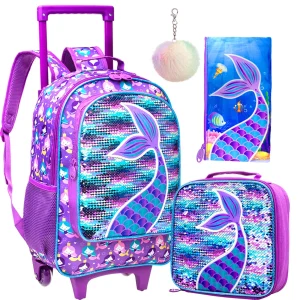 sac à dos fille à roulettes sirène