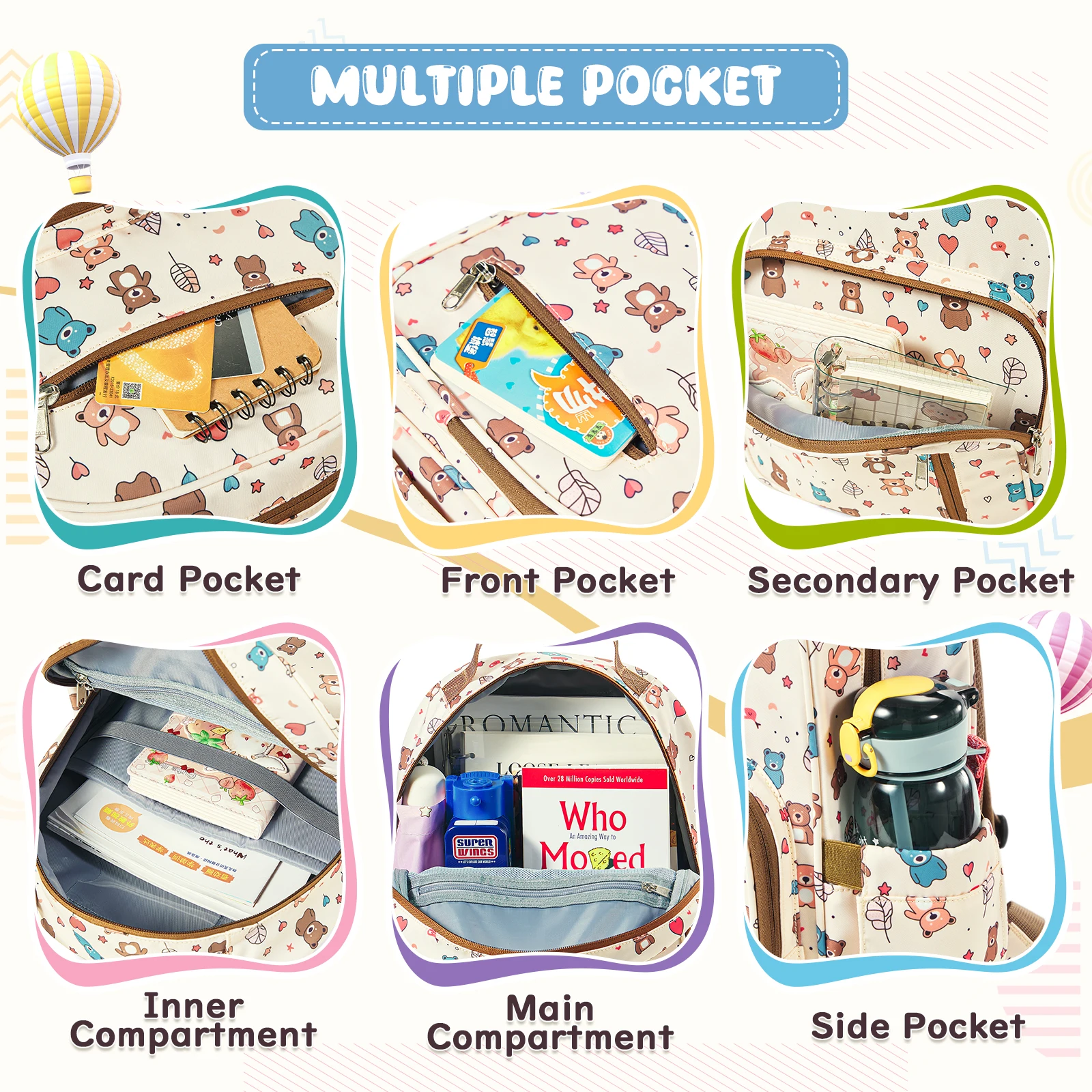 sac enfant motif arc-en-ciel